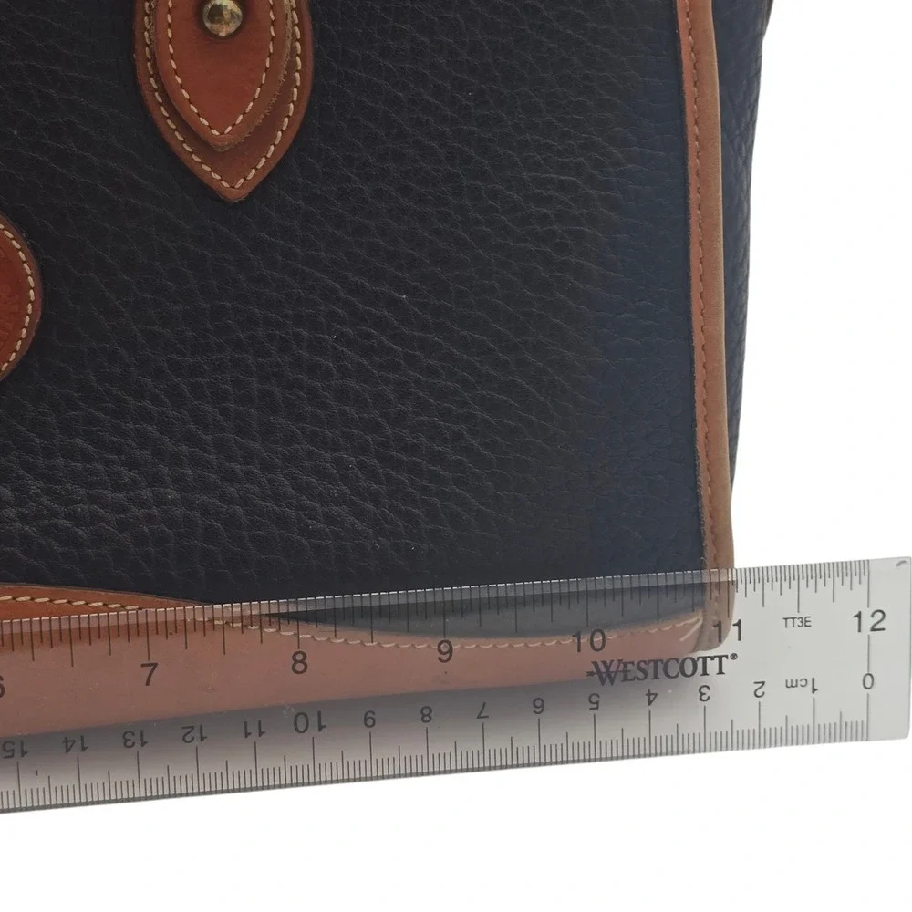 Vintage Dooney Bourke AWL Black Tan Speedy Satchel Bag Purse All Weather Leather